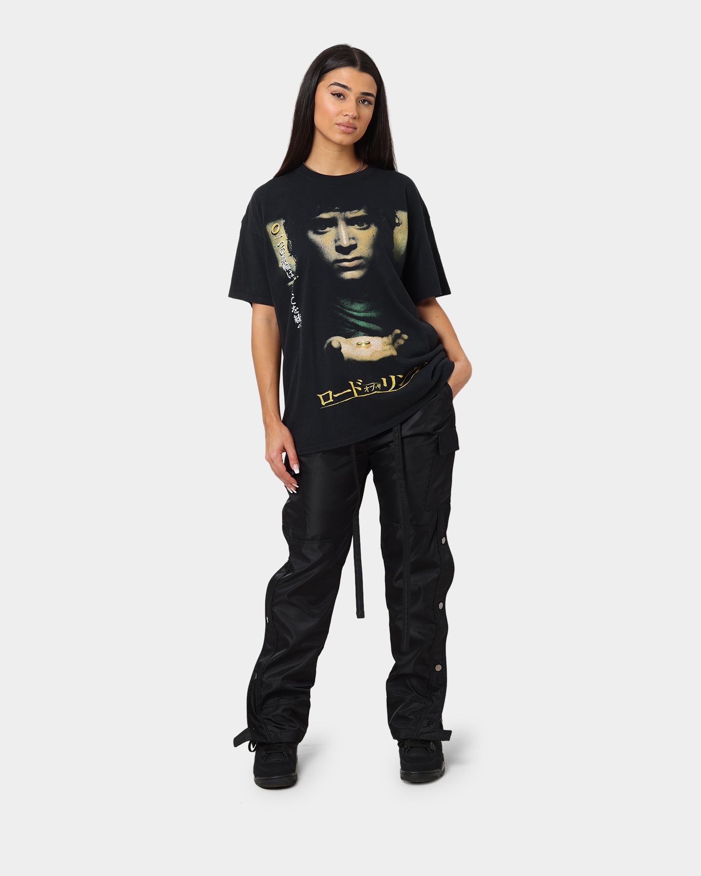 American Thrift X Lord Of The Rings Fellowship T-Shirt Washed Black Style001