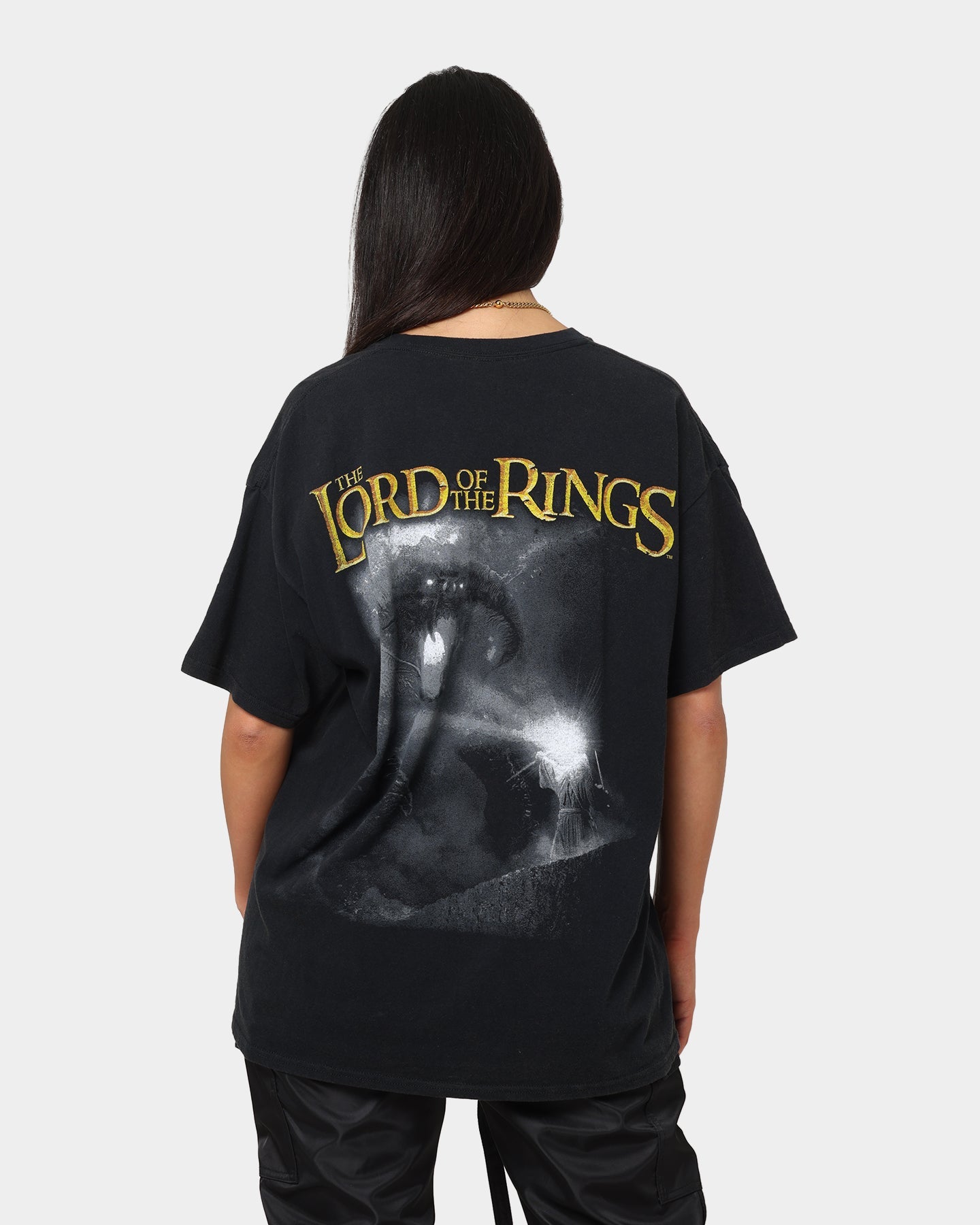 American Thrift X Lord Of The Rings Fellowship T-Shirt Washed Black Style001