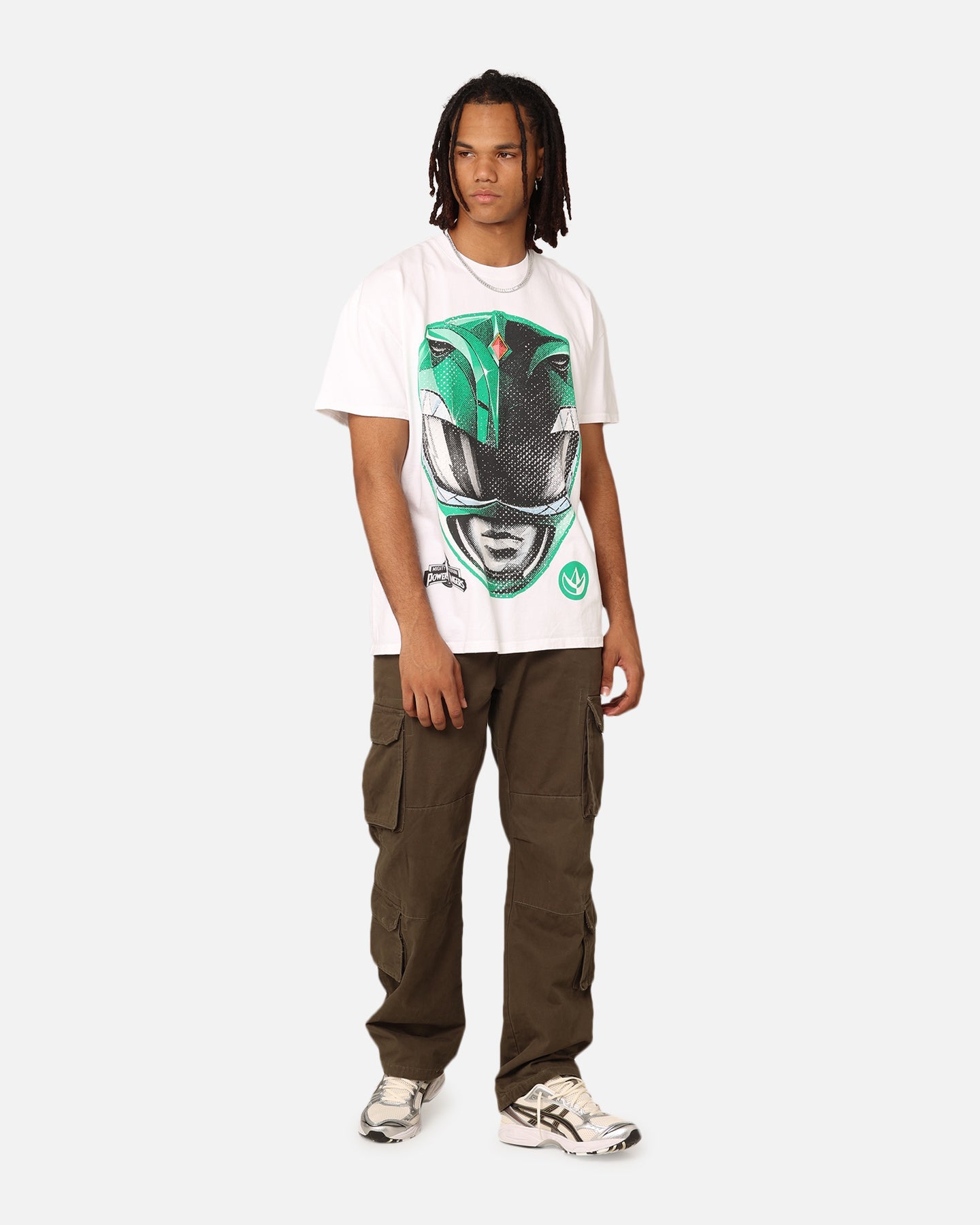 American Thrift X Power Rangers Green Ranger Big Head Heavyweight T-Shirt White