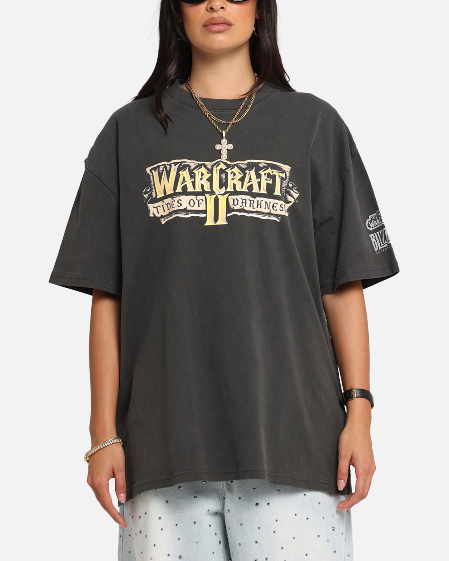 American Thrift X Warcraft II: Tides Of Darkness Heavy T-Shirt Black Wash Style001