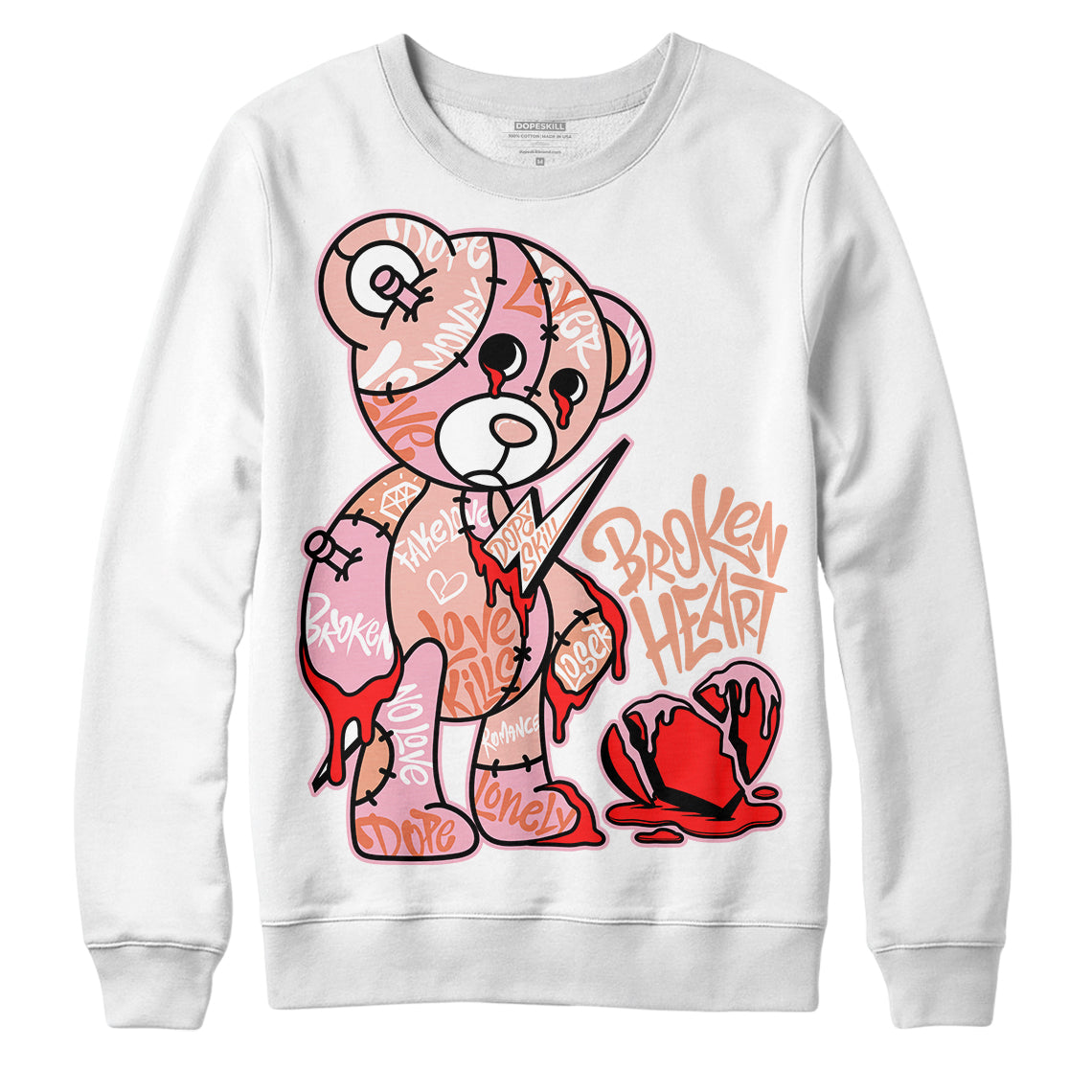Legend Pink 11s DopeSkill Sweatshirt Broken Heart Graphic
