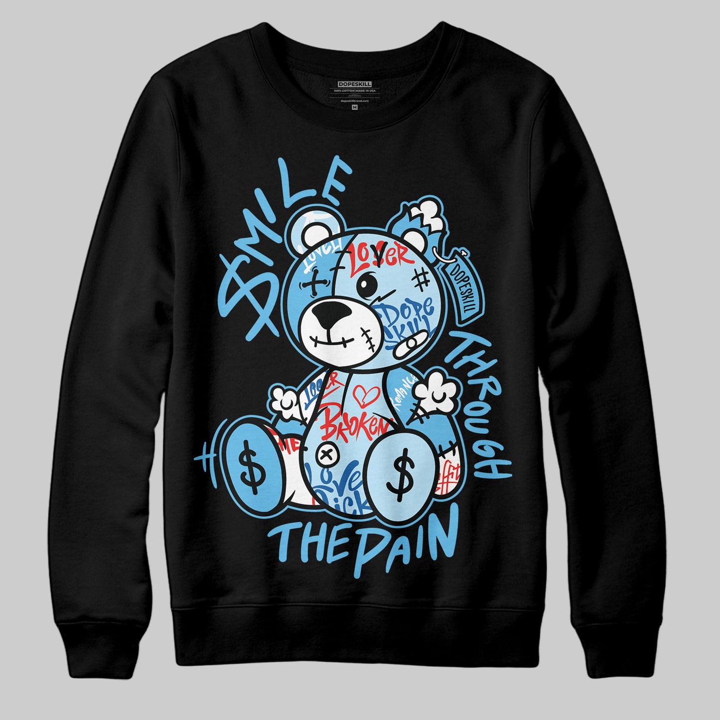 Legend Blue 11s DopeSkill Sweatshirt Smile Through The Pain Graphic