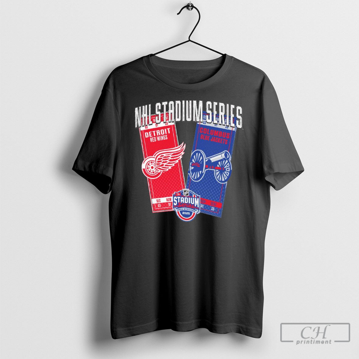 Abc Official 2025 Nhl Stadium Series Columbus Blue Jackets Vs Detroit Red Wings Sticker Matchup T Shirt Sweatshirt
