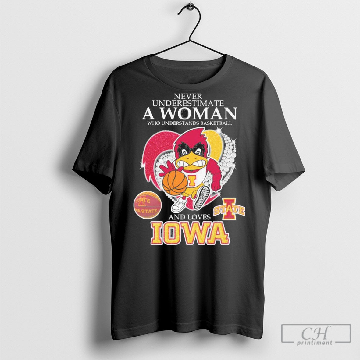 Abc Official Never Underestimate A Woman Who Understands Basketball And Loves Iowa State Cyclones Mascot Diamond Heart T Shirt Sweatshirt