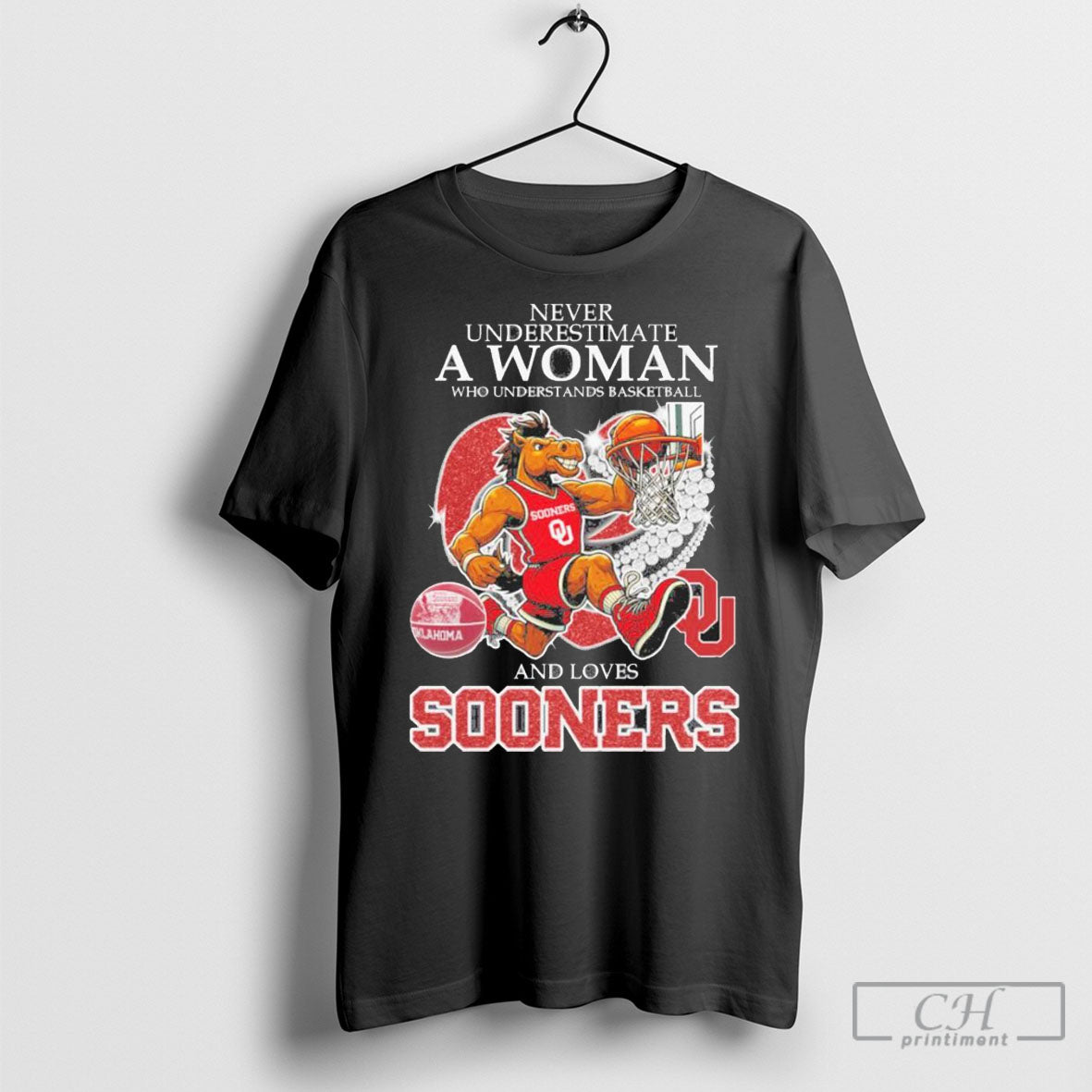 Abc Official Never Underestimate A Woman Who Understands Basketball And Loves Oklahoma Sooners Mascot Diamond Heart T Shirt Sweatshirt