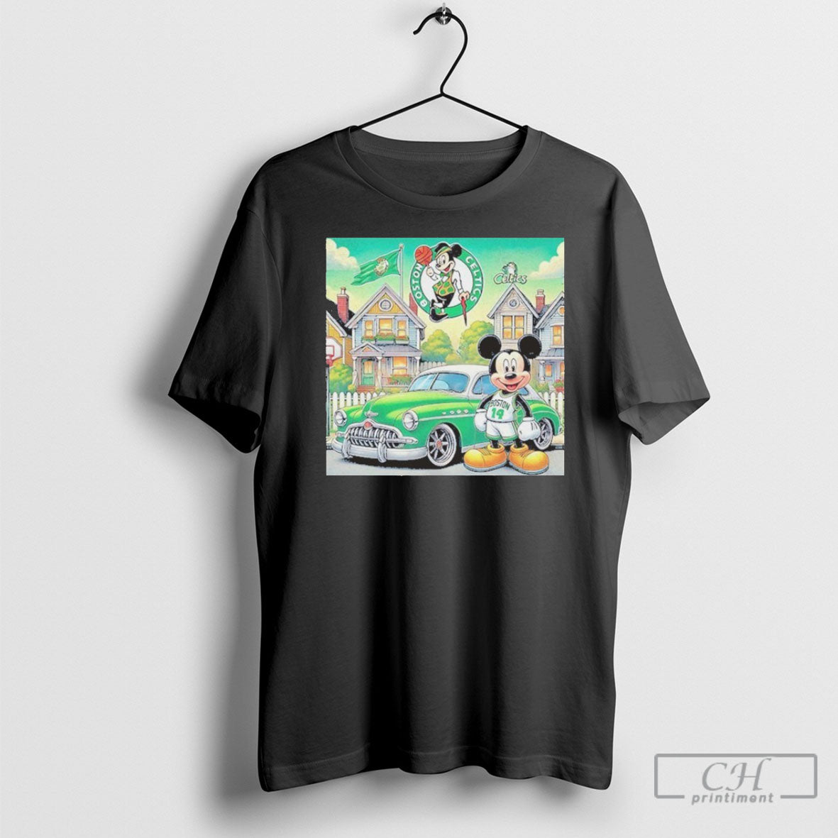 Boston Celtics Mickey Mouse Vintage Car T Shirt Sweatshirt Poster