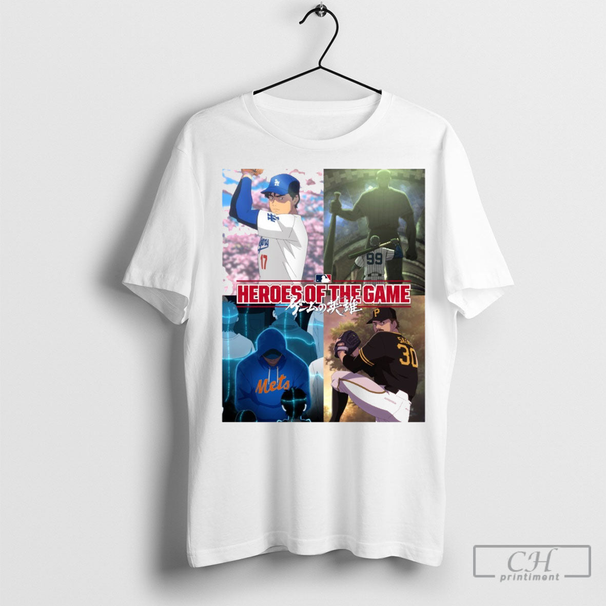 Nice Mlb Heroes Of The Game Shohei Ohtani Paul Skenes Aaron Judge And Juan Soto Anime Poster T Shirt Sweatshirt