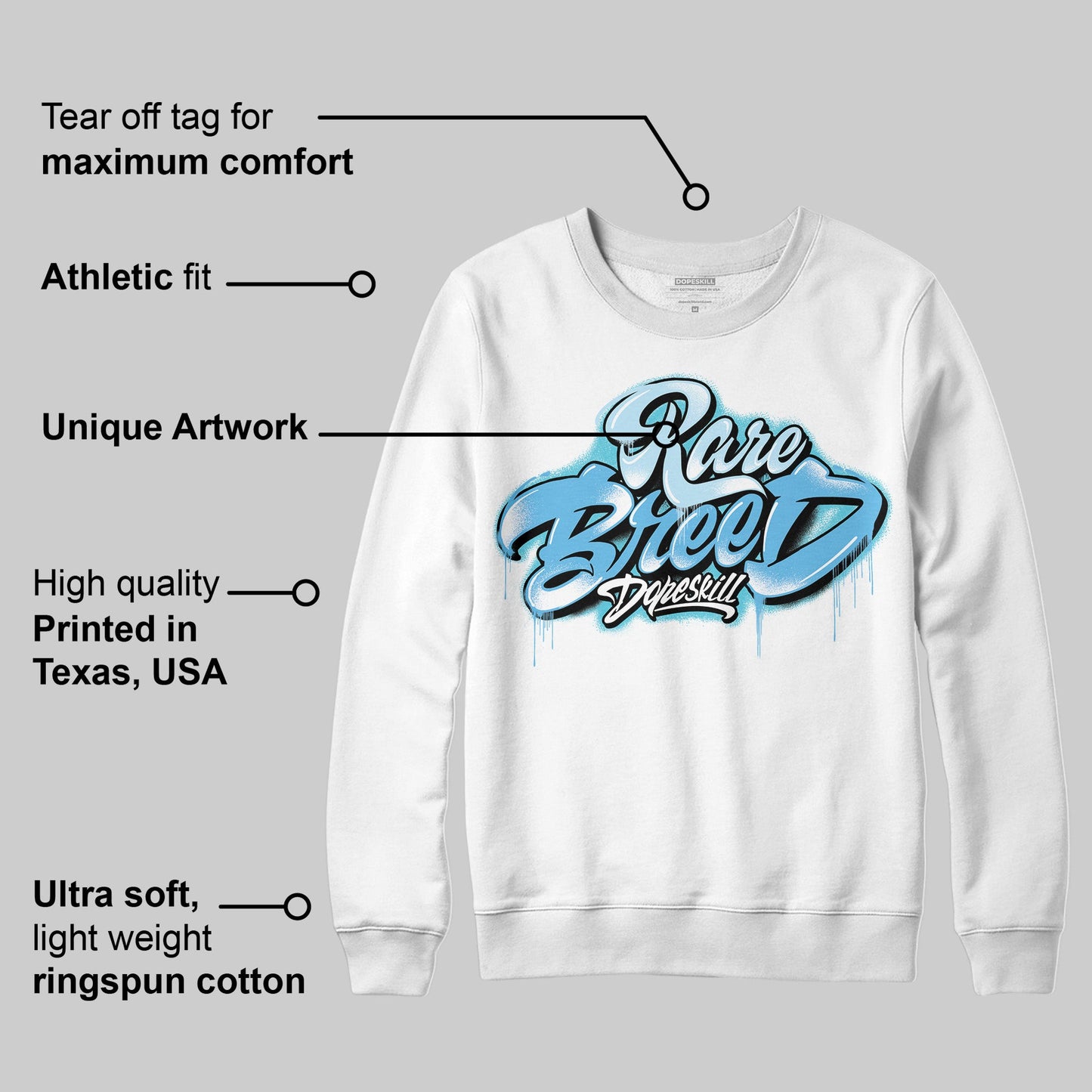Legend Blue 11s DopeSkill Sweatshirt Rare Breed Type Graphic