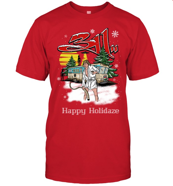 311 Happy holidaze Christmas Day Red T Shirt