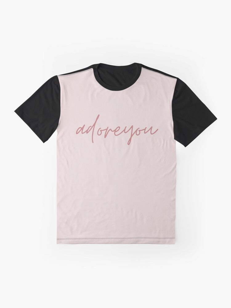 "adore you" fine line (pastel pink cursive and heart) Graphic T-Shirt