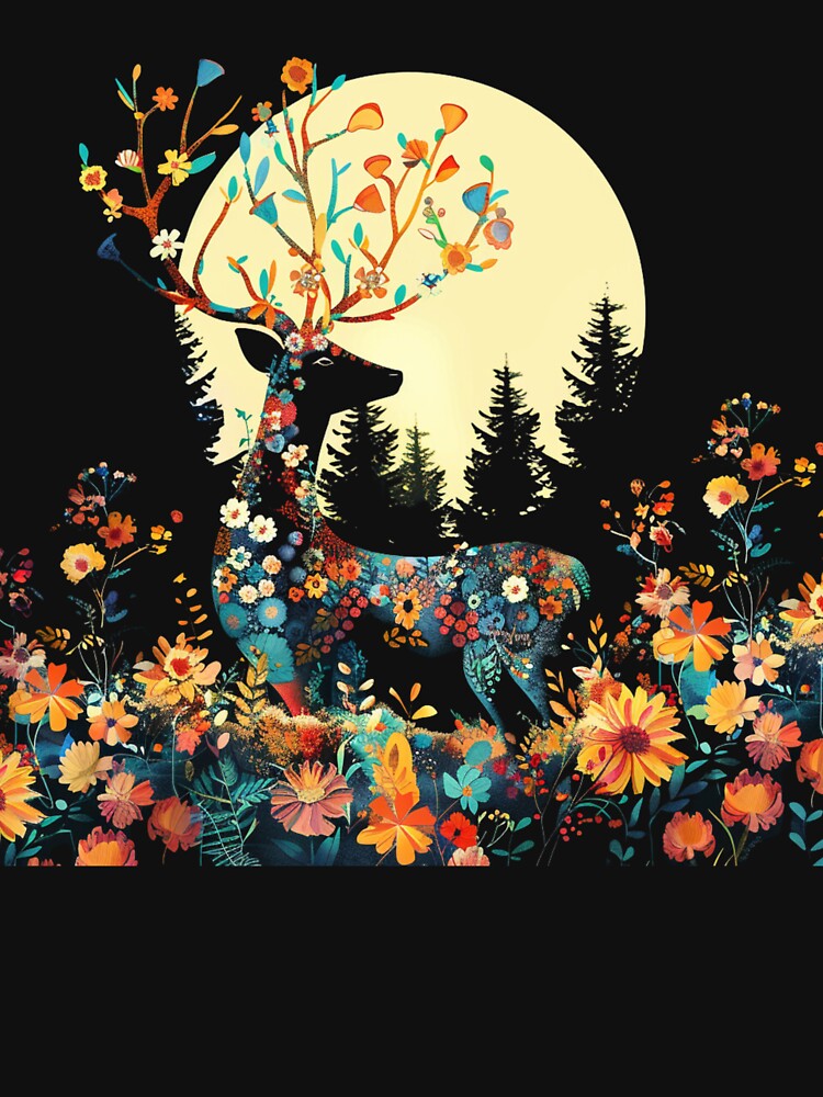 A colorful floral deer, a beautiful gift for nature lovers Baseball ¾ Sleeve T-Shirt