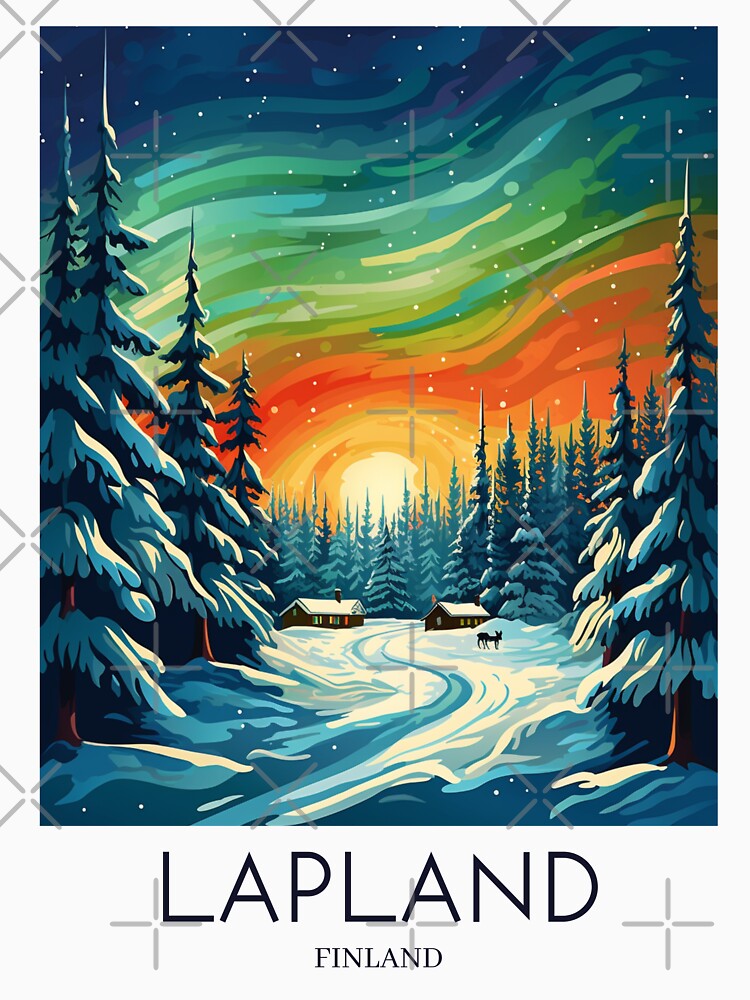 A Pop Art Travel Print of Lapland - Finland Long Sleeve T-Shirt
