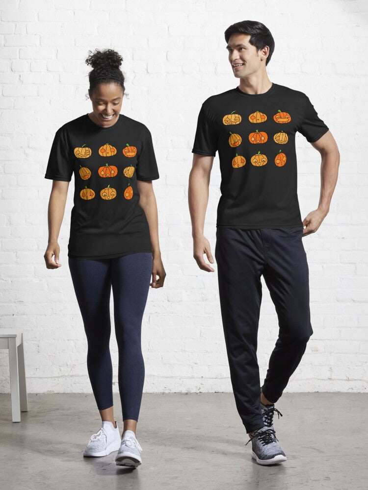 9 orange pumpkins just hanging out on Hallowe'en- up to no good | babyRAGE Item #I0021A Active T-Shirt