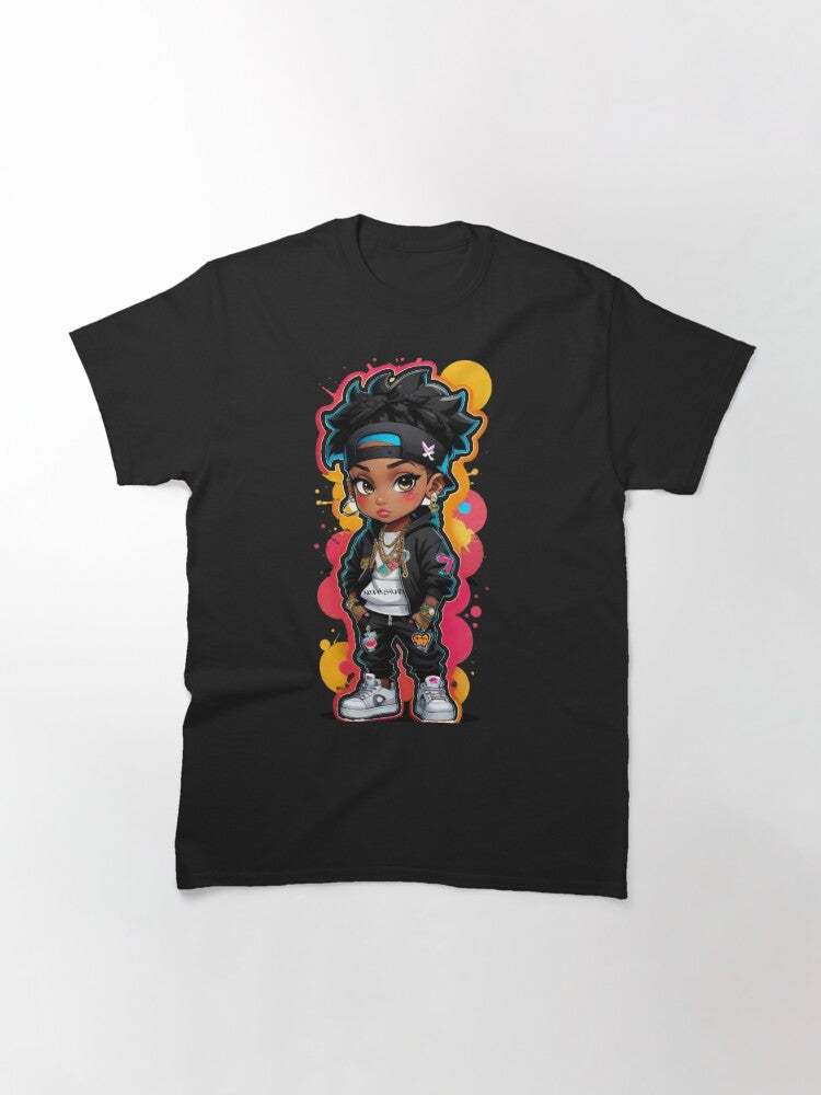 Cute Black Hip-Hop Anime Character Classic T-Shirt
