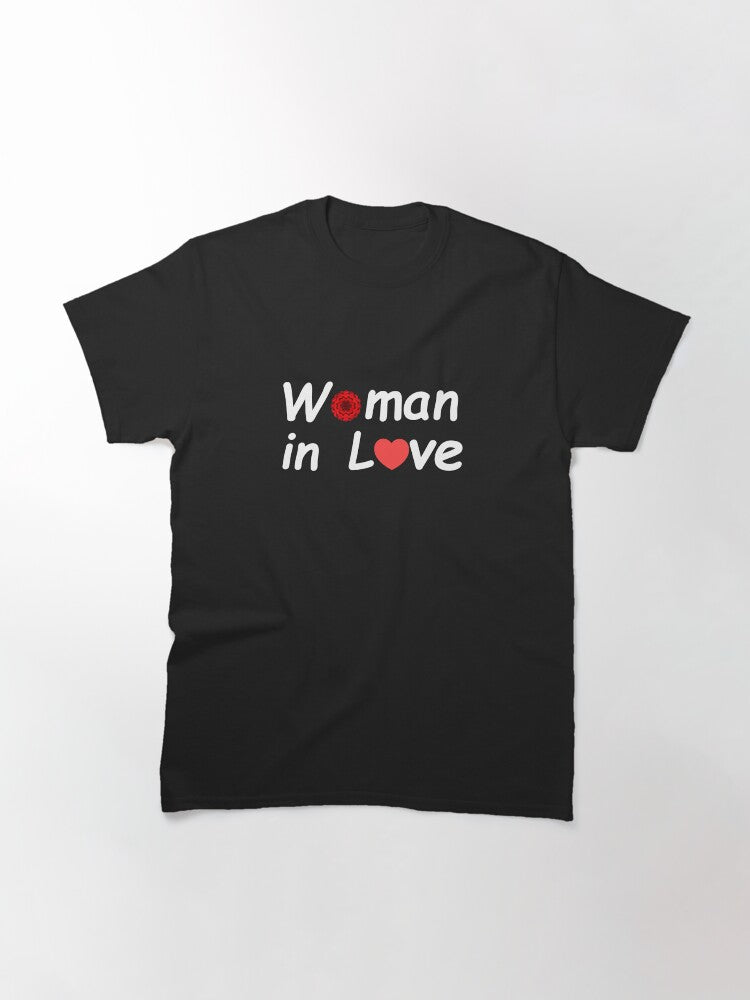 "Woman in Love" with abstract red rose Classic T-Shirt