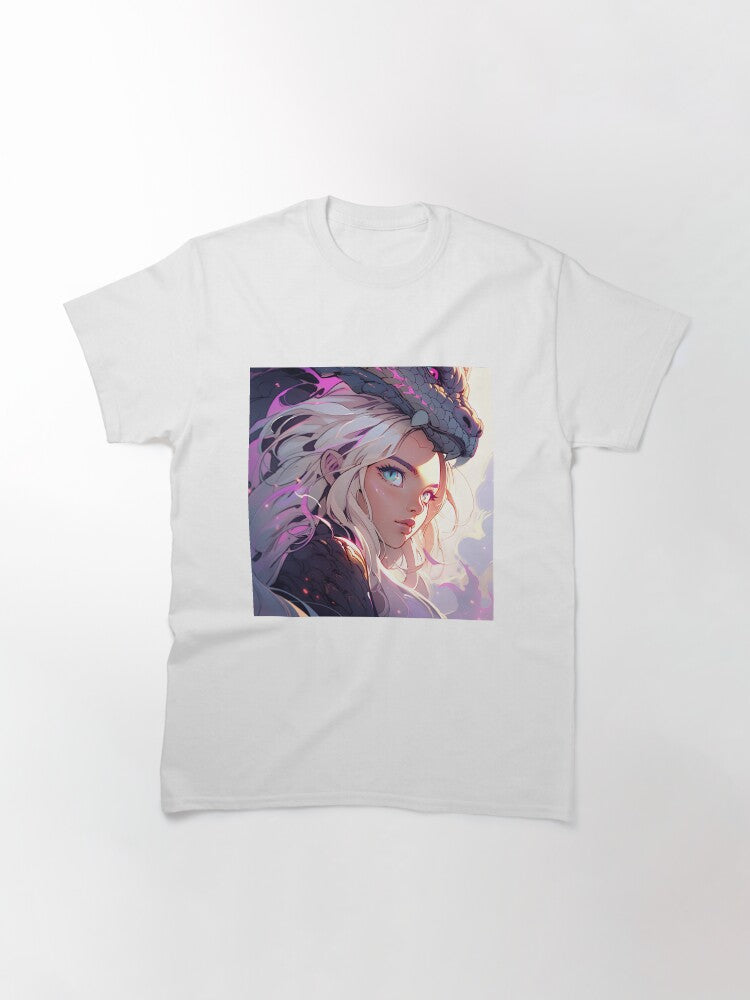 Cute Anime Girl and Dragon Classic T-Shirt