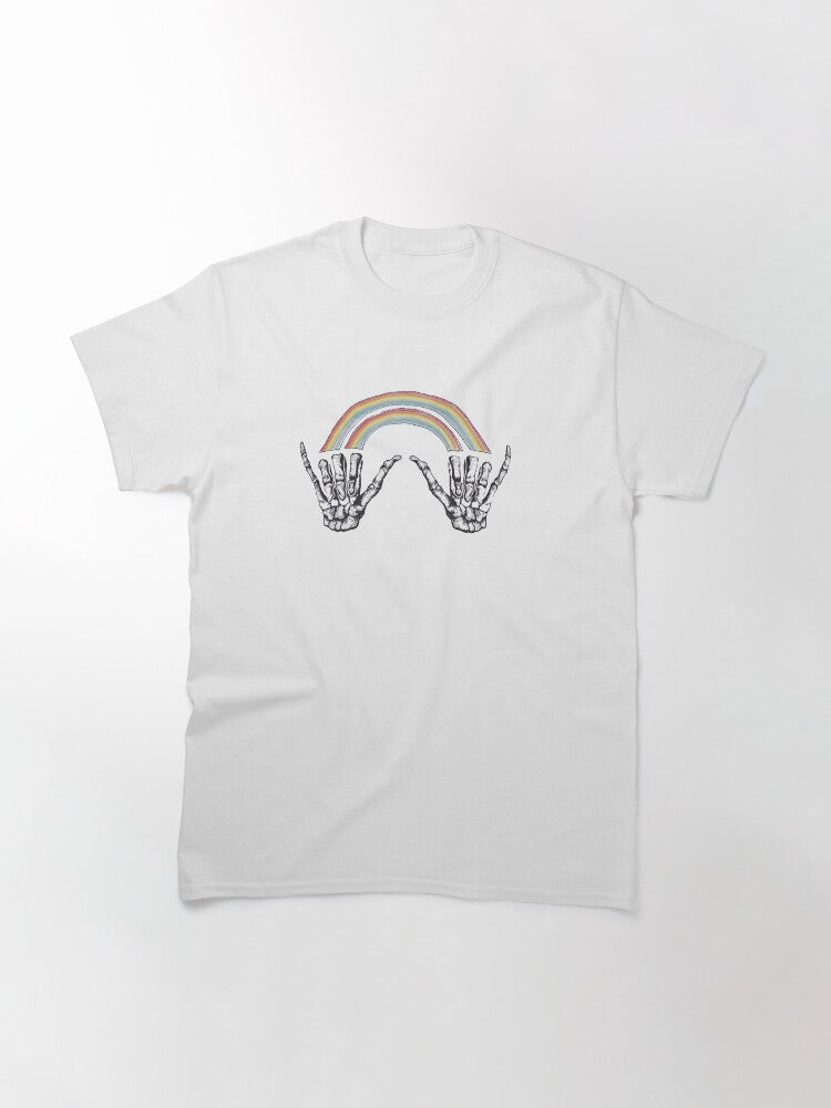1D Louis Tomlinson rainbow skull hands Classic T-Shirt Style001