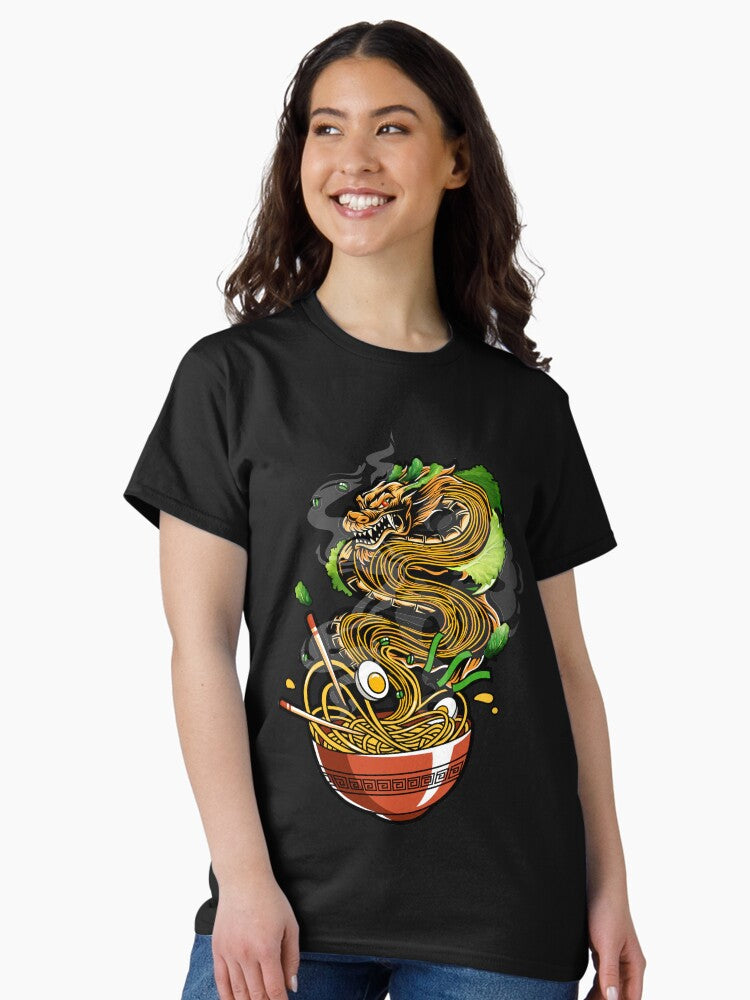 Kawaii Ramen Noodles Bowl Chopsticks Dragon Anime Classic T-Shirt