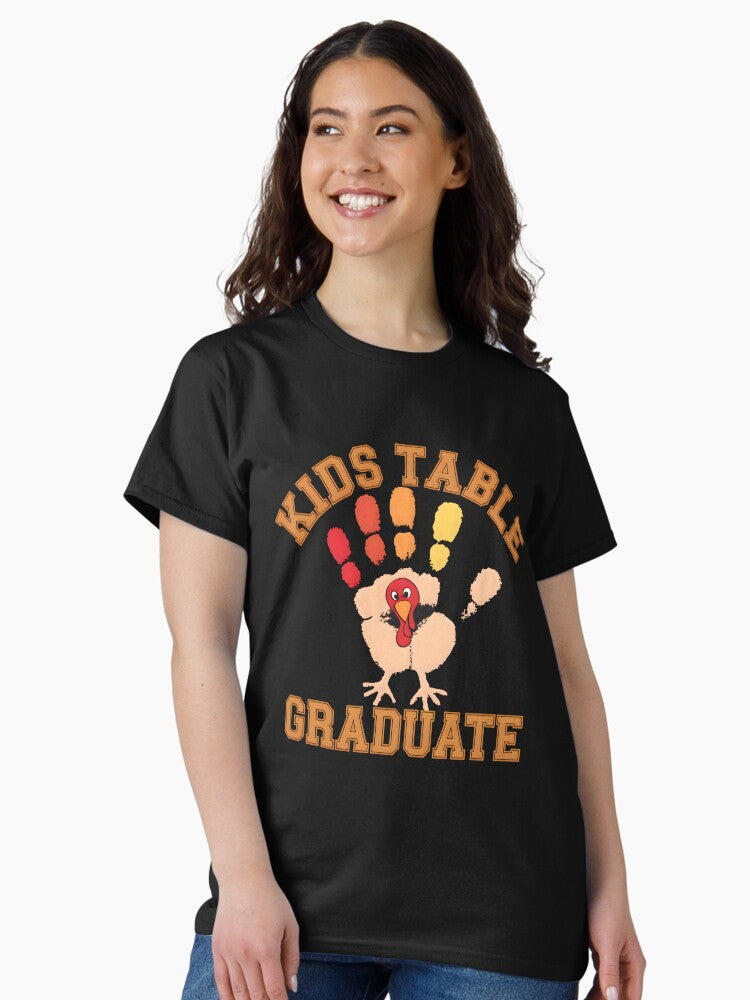 Kids Table Graduate Thanksgiving Turkey Handprint Funny Classic T-Shirt