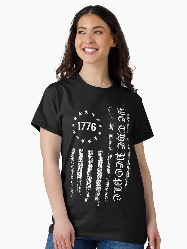 1776 "We The People" US Flag -- Visually Aged and Distressed Classic T-Shirt Style001
