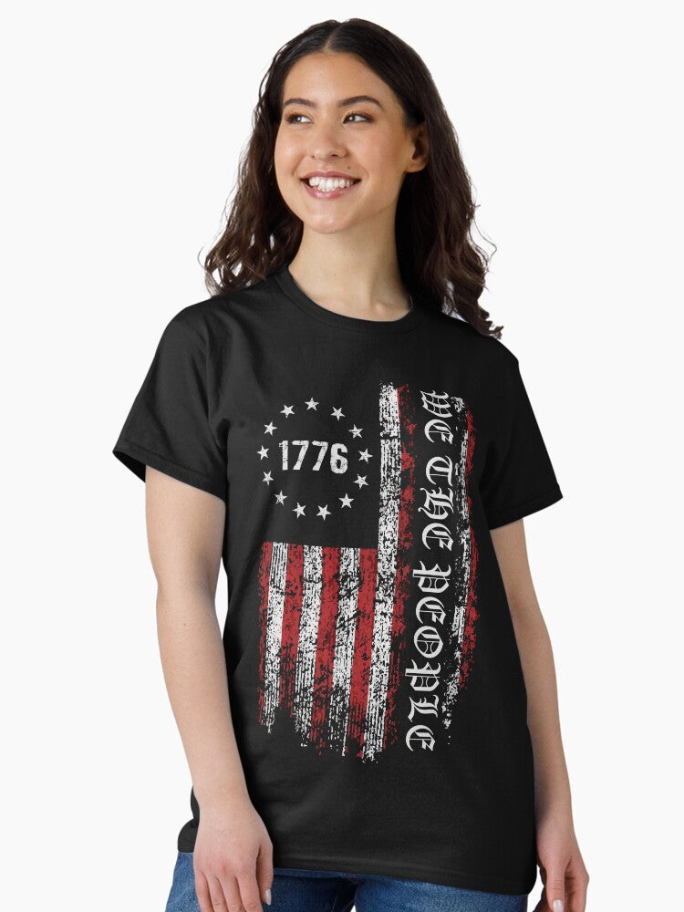 1776 "We The People" US Flag -- Visually Aged and Distressed Classic T-Shirt Style002