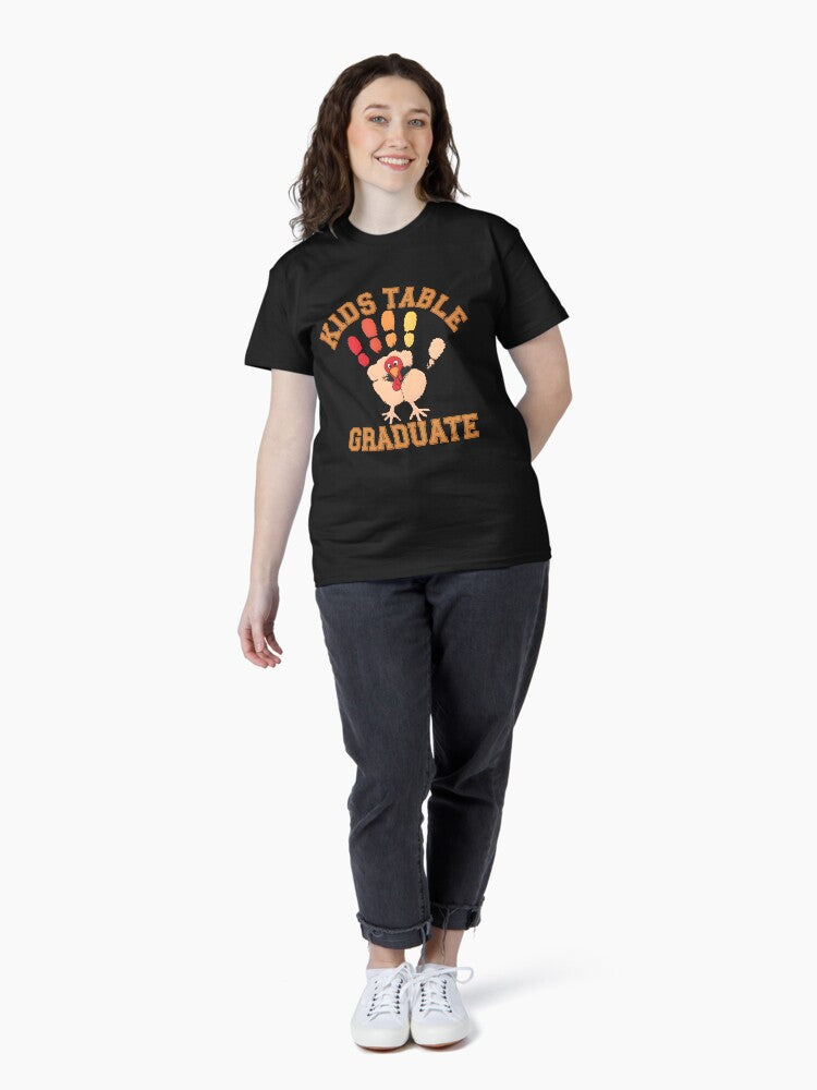 Kids Table Graduate Thanksgiving Turkey Handprint Funny Classic T-Shirt