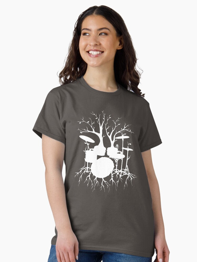 "Live the Beat to the Tempo of Creation" ~ drum tree art , version1 Classic T-Shirt