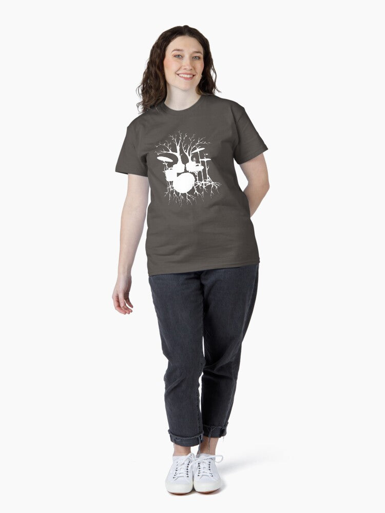 "Live the Beat to the Tempo of Creation" ~ drum tree art , version1 Classic T-Shirt
