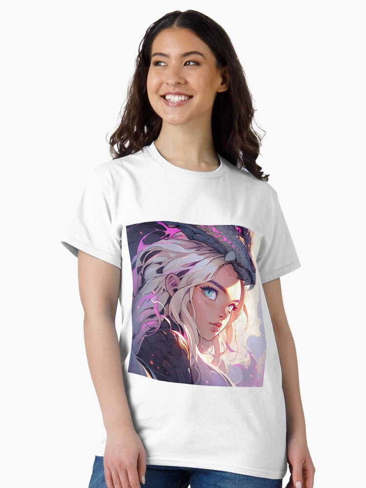 Cute Anime Girl and Dragon Classic T-Shirt