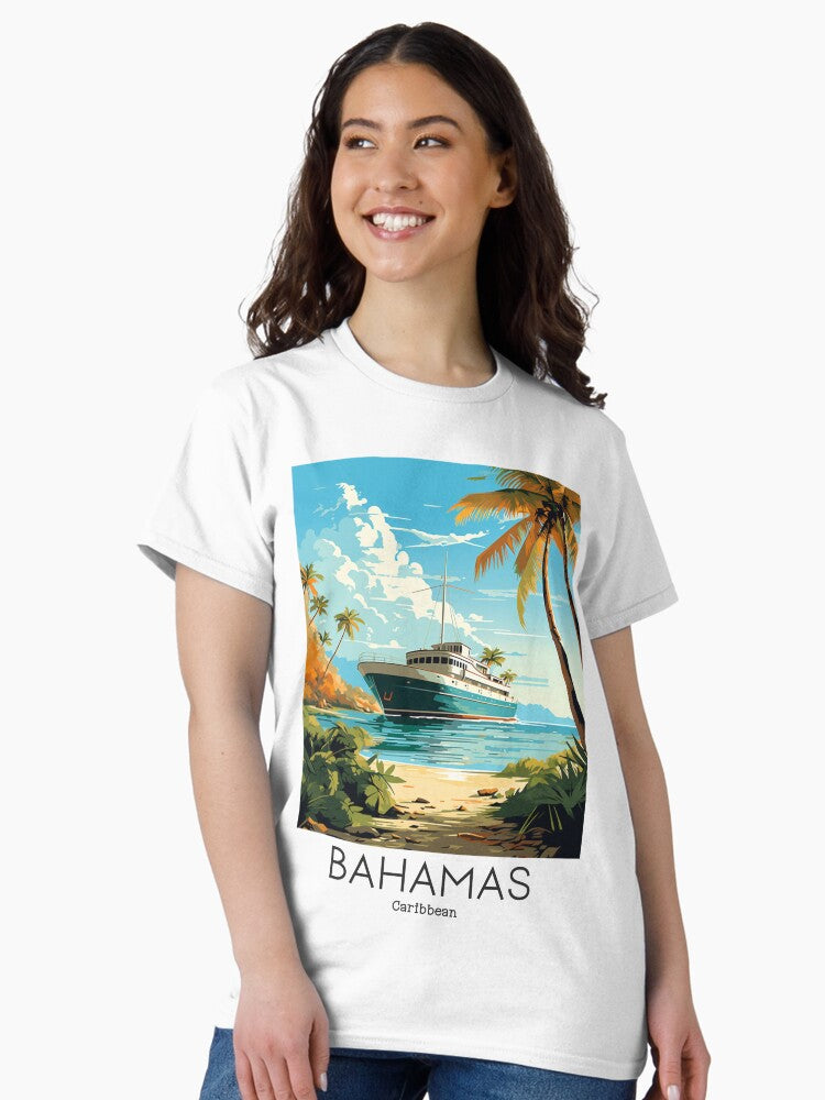 A Vintage Travel Illustration of the Bahamas - Caribbean Classic T-Shirt Style001