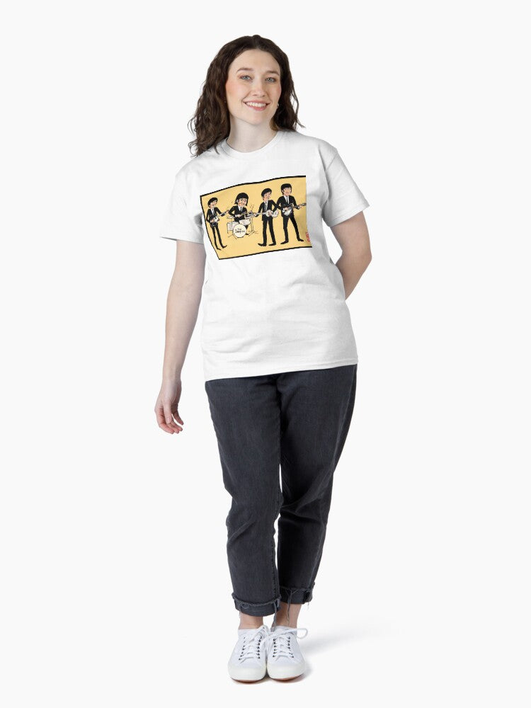 A cartoon drawing of The Beatles Classic T-Shirt