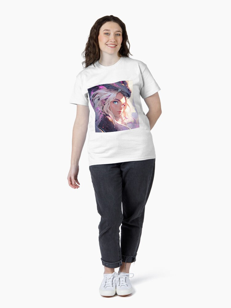 Cute Anime Girl and Dragon Classic T-Shirt