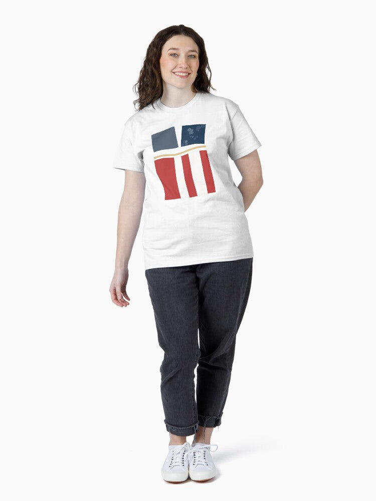 Abstract American Flag in Pieces – Modern Patriotic Wall Art for Veterans, Patriots & Holiday Decor Classic T-Shirt