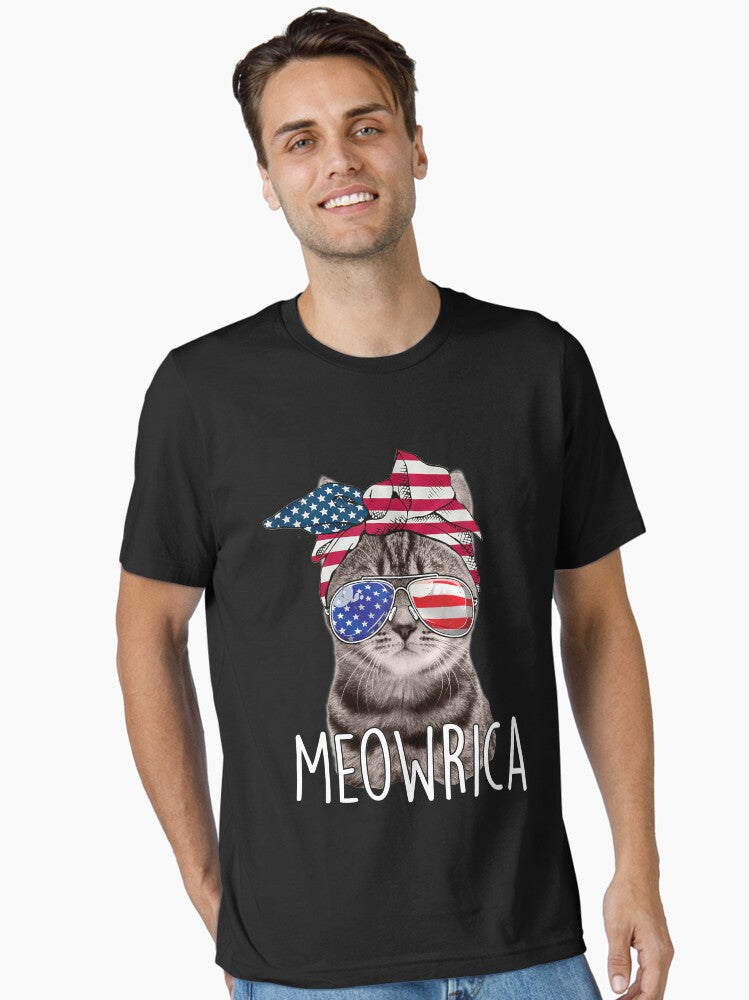4th of July Funny Cat Meowica Essential T-Shirt