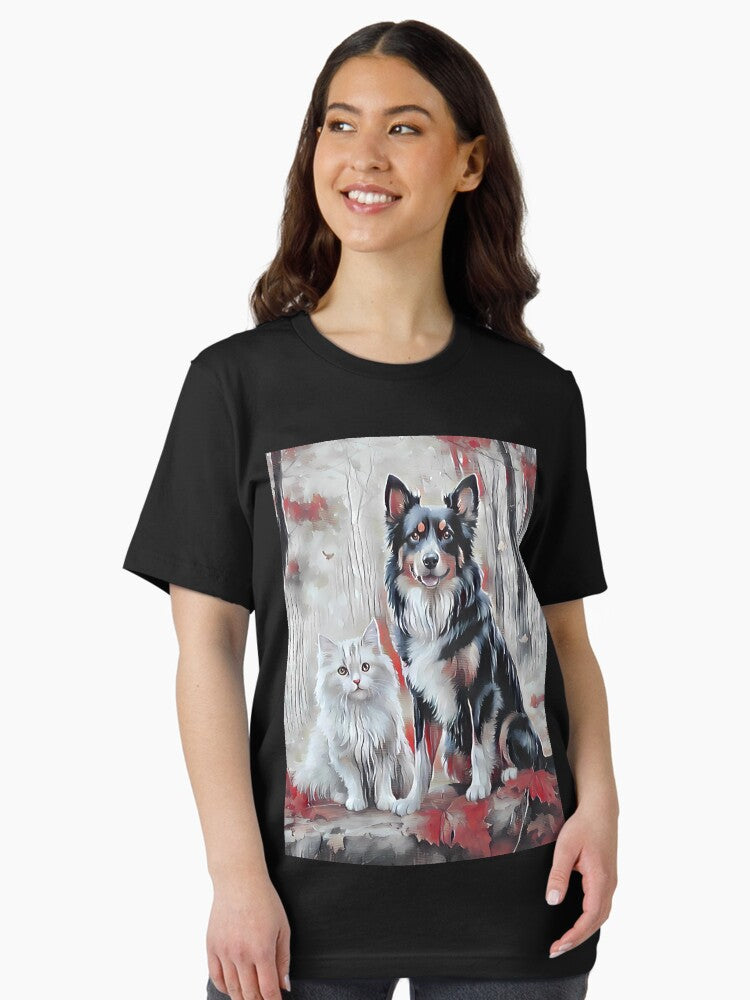 2 Forest Friends in Bloom Dog and Cat Nature Art Essential T-Shirt