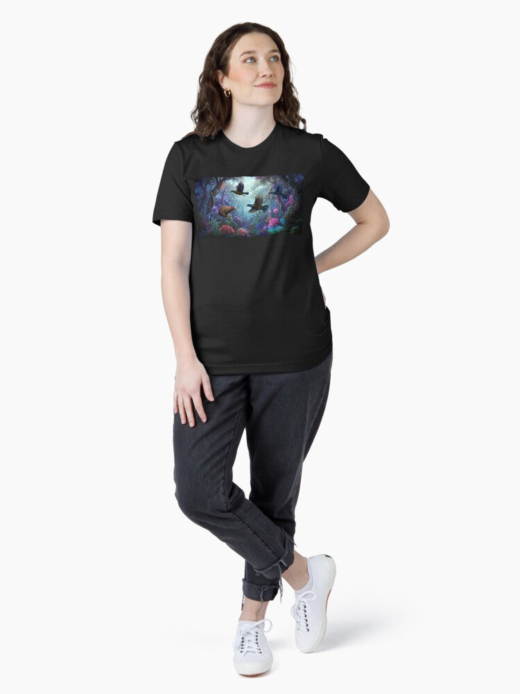 "Kiwi and Tui in an Enchanted Forest" Essential T-Shirt