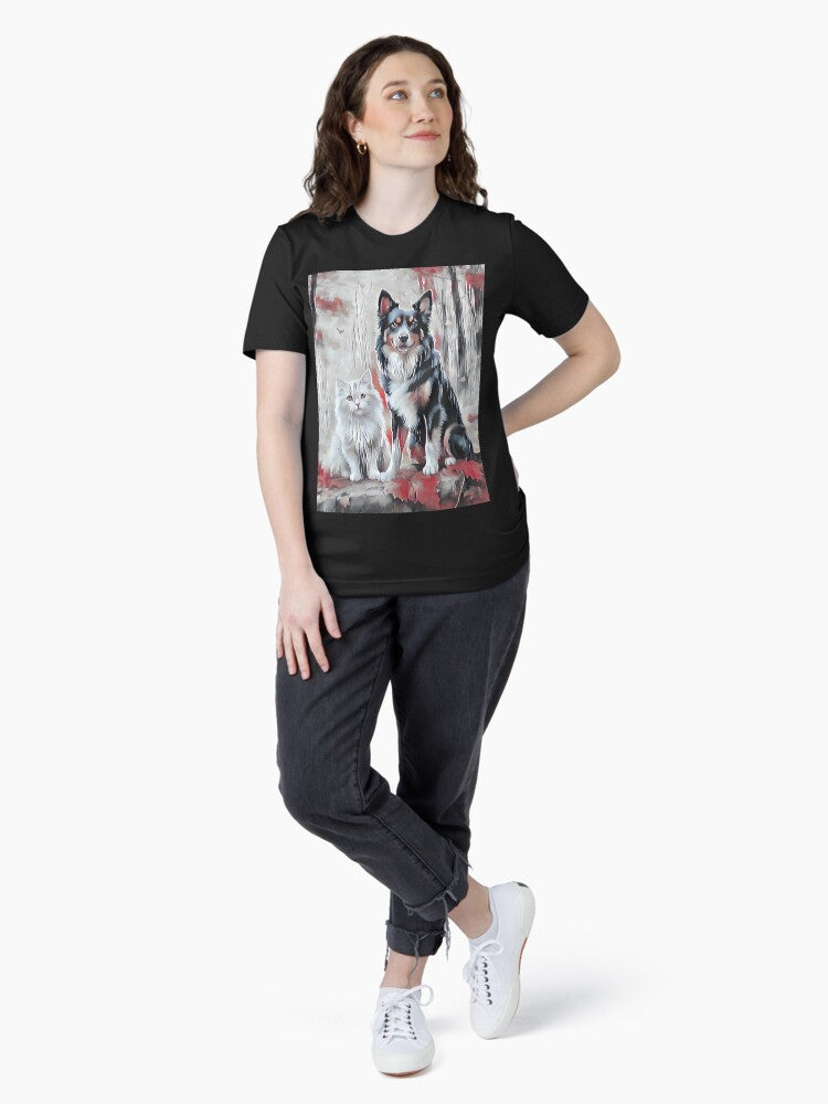 2 Forest Friends in Bloom Dog and Cat Nature Art Essential T-Shirt