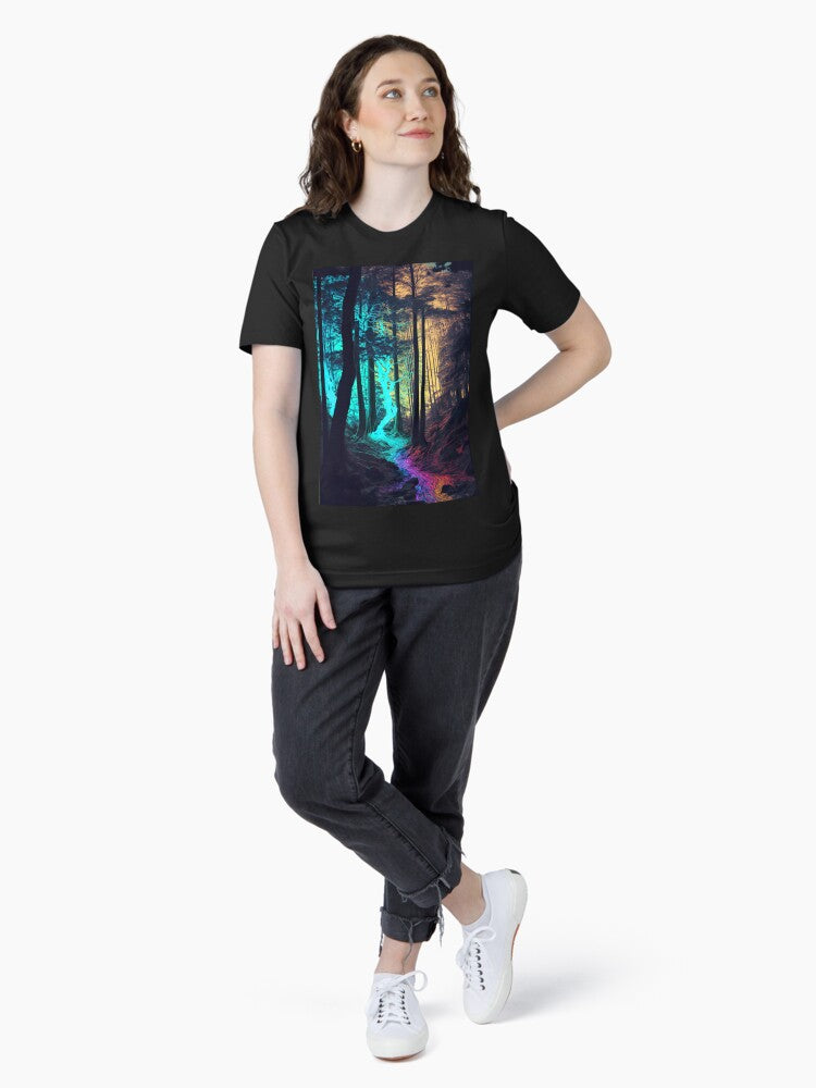 Abstract art of colorful psychedelic forest with vibrant fluorescent colors Essential T-Shirt