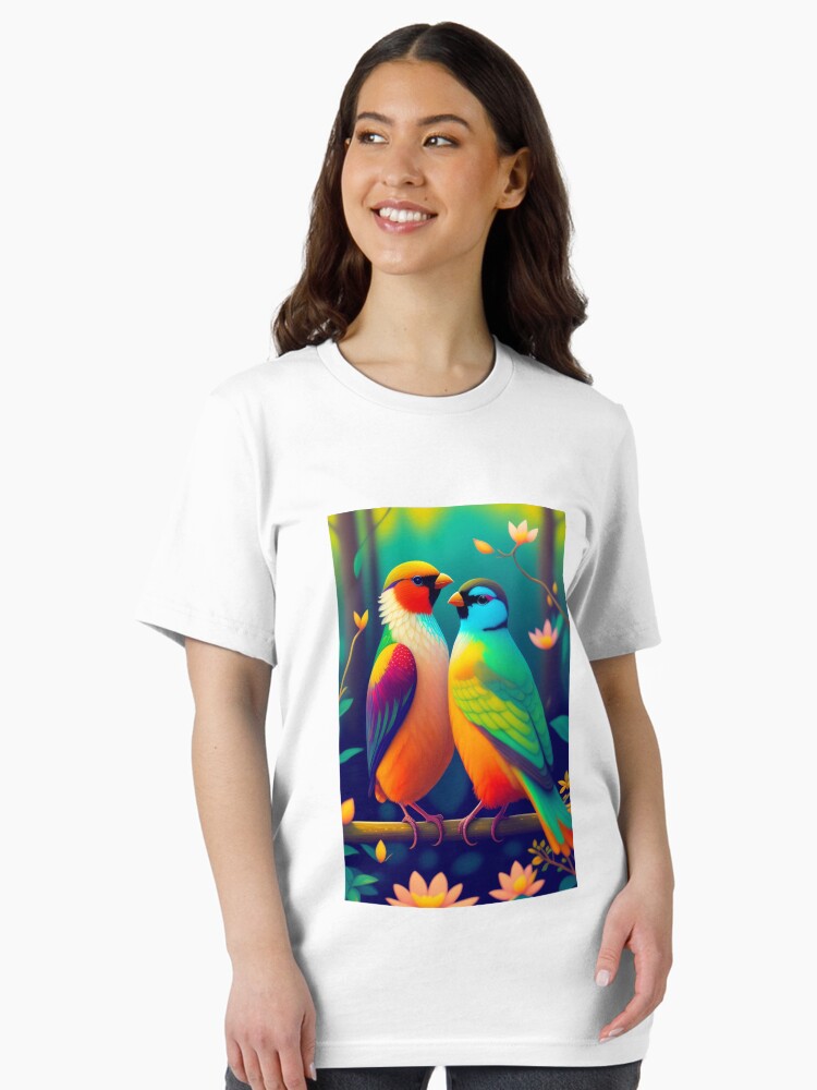 A couple of a colorful birds in spring forest. Essential T-Shirt