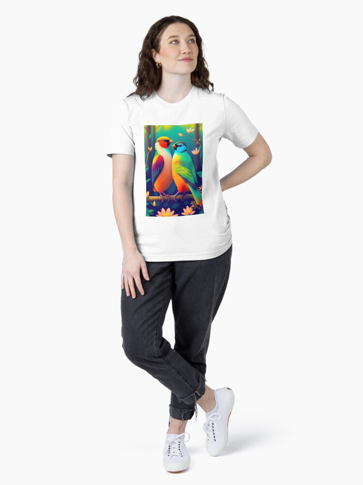 A couple of a colorful birds in spring forest. Essential T-Shirt