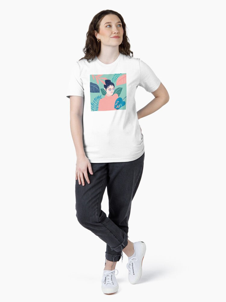 A Pretty Girl with Colorful Leaves Essential T-Shirt