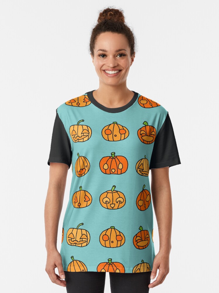 9 orange pumpkins just hanging out on Hallowe'en- up to no good | babyRAGE Item #I0021I Graphic T-Shirt