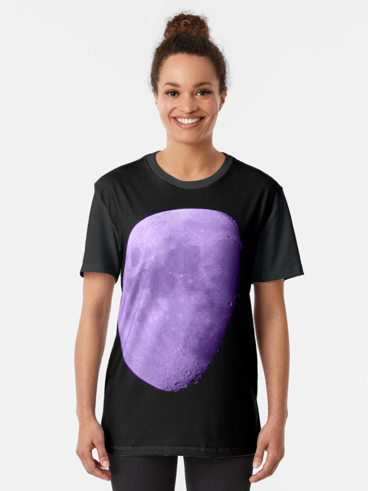 4K Dark Side of the Moon Violet // Picture of the Moon and its Craters with a High Definition Camera Graphic T-Shirt