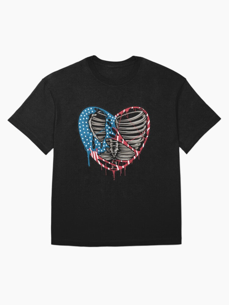 A torn heart with the colors of the united states flag Oversized T-Shirt