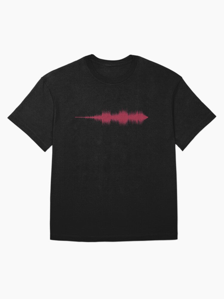 "Wish You Were Here" by Pink Floyd Sound Wave Pattern Red Oversized T-Shirt
