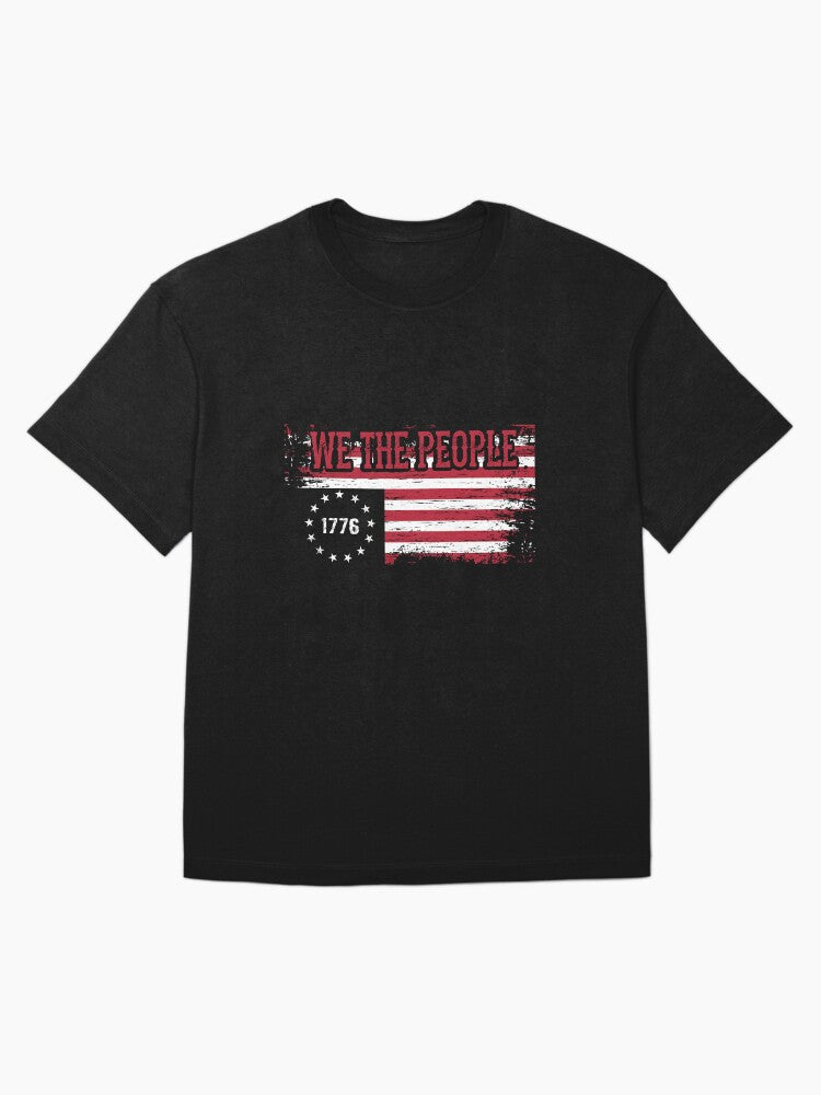 1776 "We The People" US Flag -- Visually Aged and Distressed Oversized T-Shirt