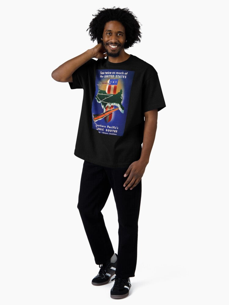 4 Scenic Routres vintage travel poster Oversized T-Shirt