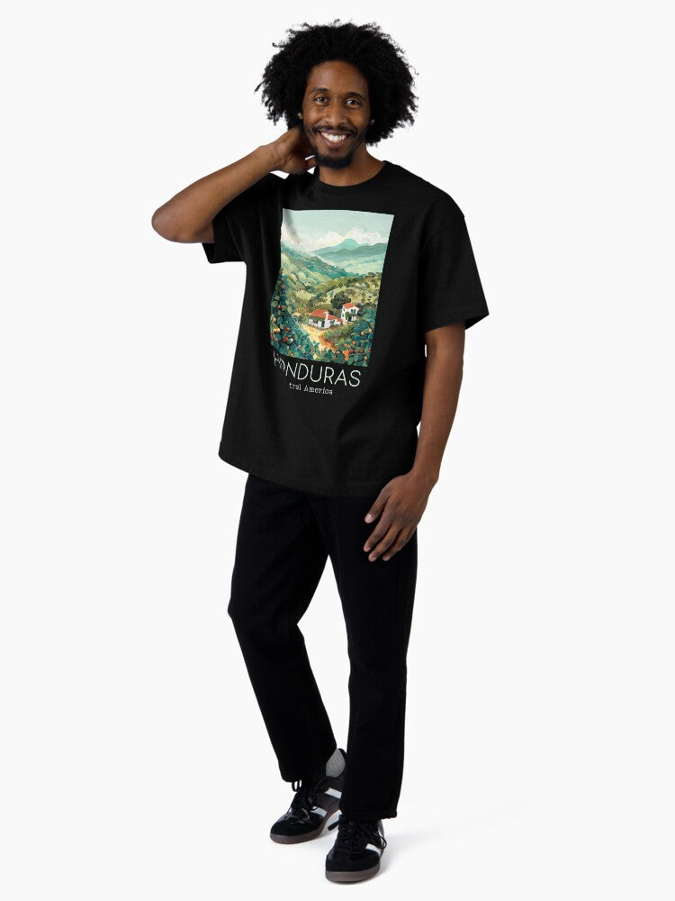 A Vintage Travel Illustration of Honduras - Central America Oversized T-Shirt