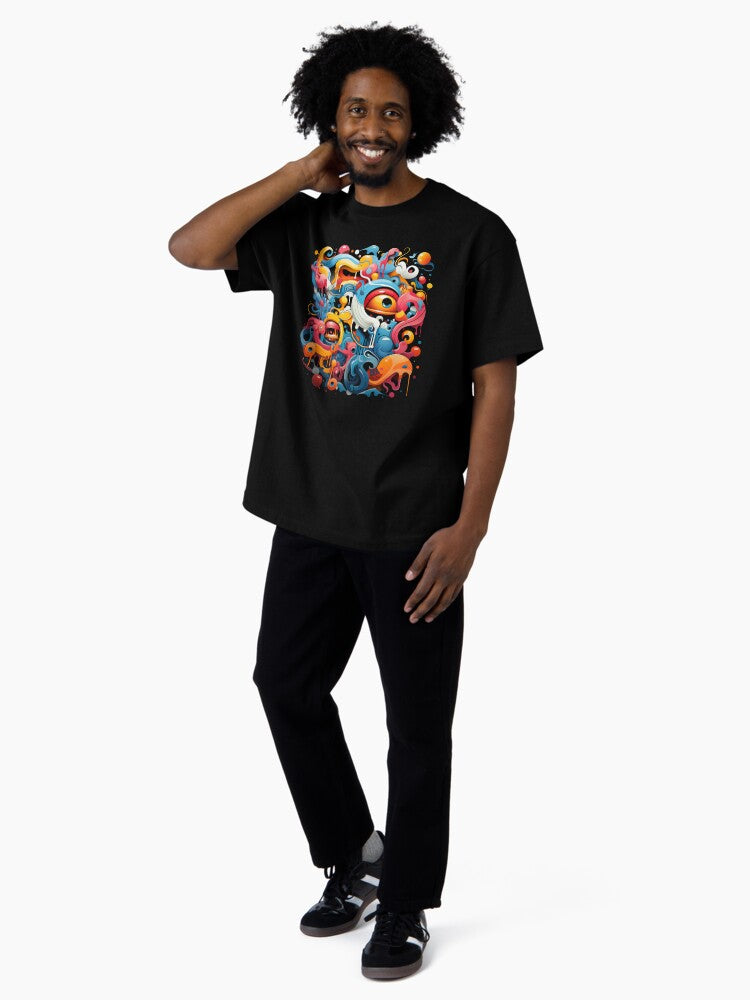 138 Abstract Hippie Hip Hop Graffiti Design Graphic Oversized T-Shirt