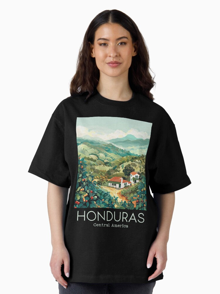 A Vintage Travel Illustration of Honduras - Central America Oversized T-Shirt